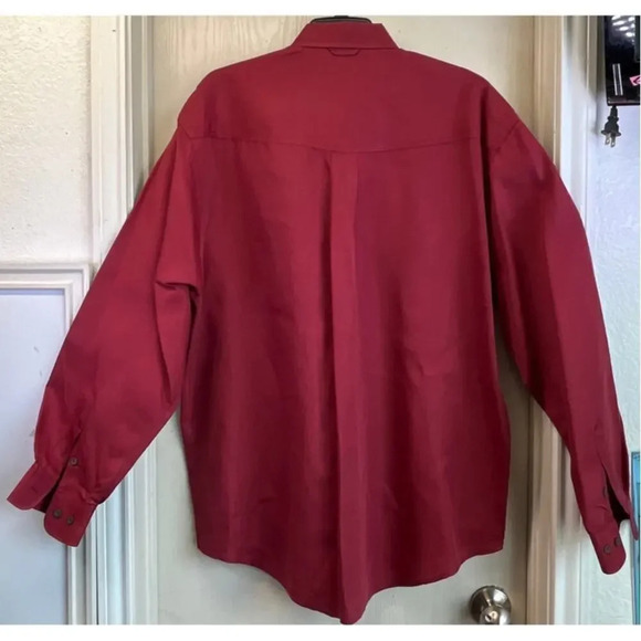 Roper Mens L Burgundy Rayon Blended Long Sleeves Button down Top - Picture 2 of 11